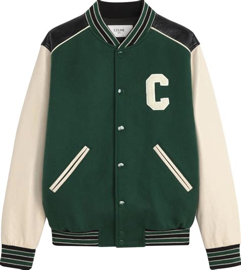 celine green varsity jacket|celine letterman jacket.